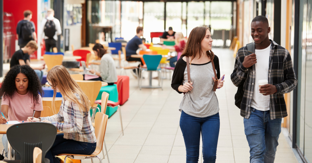 Students walking on campus